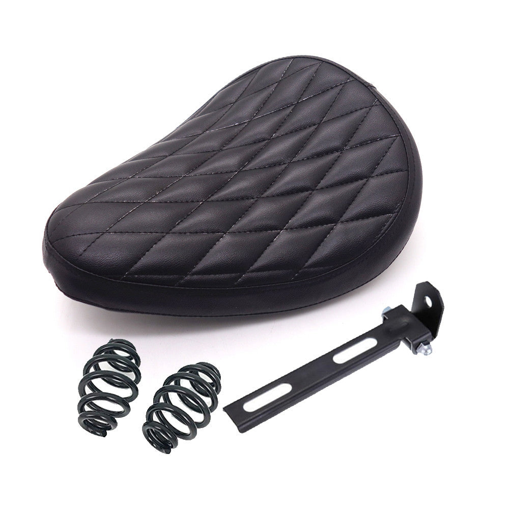 Black Diamond PU Leather Solo for Seat Spring  Bracket for Harley Chopper Bobber Q