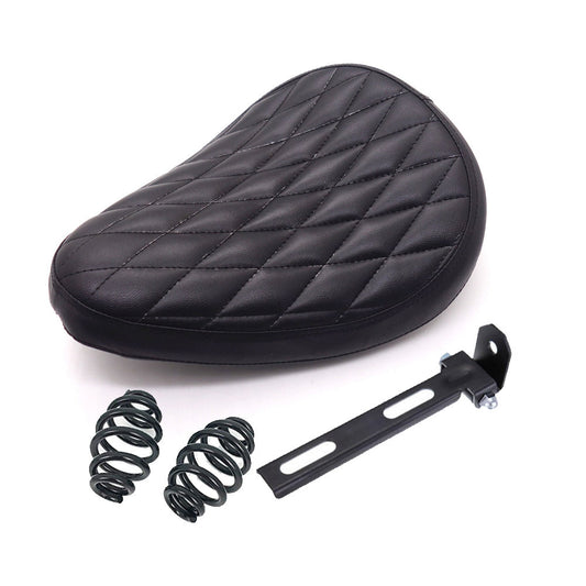 Black Diamond PU Leather Solo for Seat Spring  Bracket for Harley Chopper Bobber Q