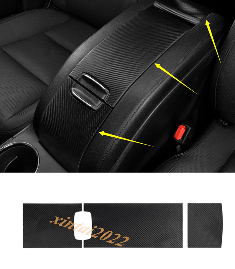 PU Carbon Fiber Center Armrest Box Stickers Trim for Toyota Highlander 2014-2019