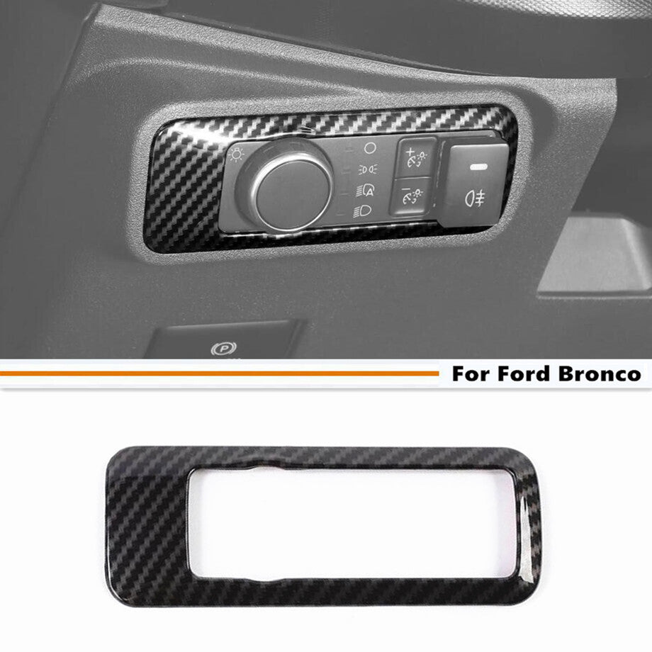 Suitable for 2021-2024 for Ford for Mustang ABS Carbon Fiber Interior Headlight Switch Button Cover Cover