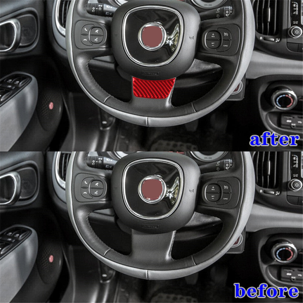 Red Carbon Fiber Inner Steering Wheel Chin Trim for Fiat 500L 2014-2017