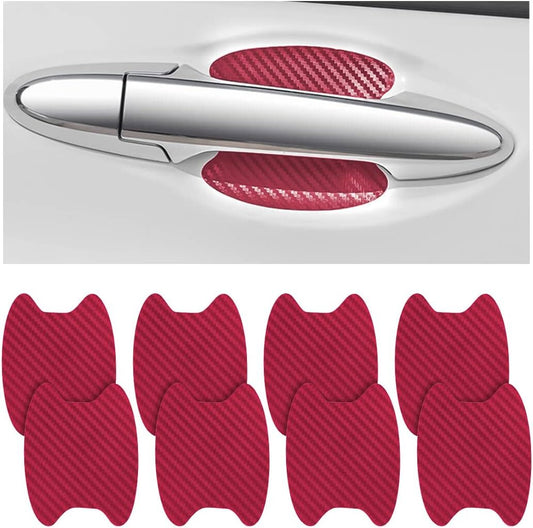 8Pcs Burgundy Carbon Fiber Car Door Handle Anti-Scratch Protector Film Sticker