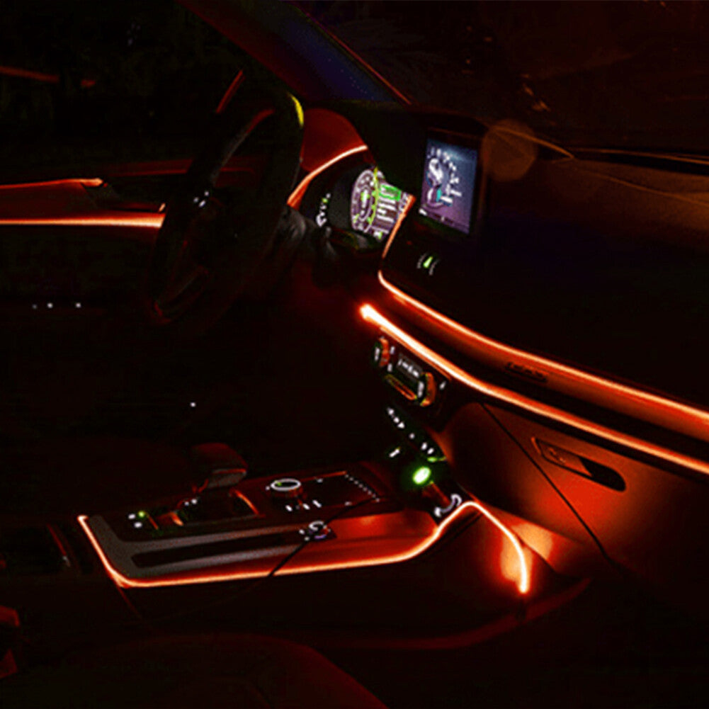 Orange Car Interior LED Neon Lights Decor Atmosphere El Wire String Strip Lamp
