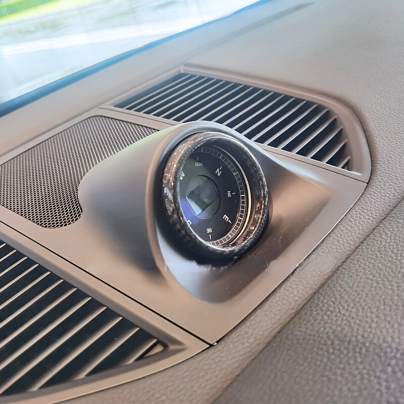 Real Carbon Fiber Dashboard Center Clock Cover Trim for Porsche Macan 2014-2023