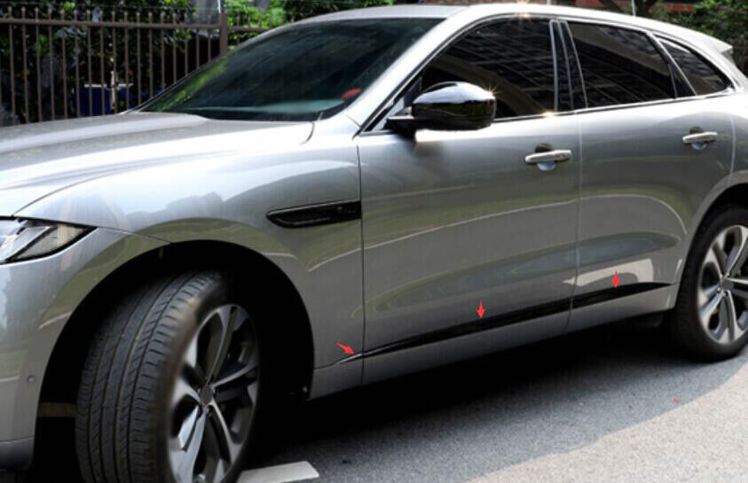 Piano Black Side Door Body Guard Molding Cover Trim for Jaguar F-PACE 2019-2022