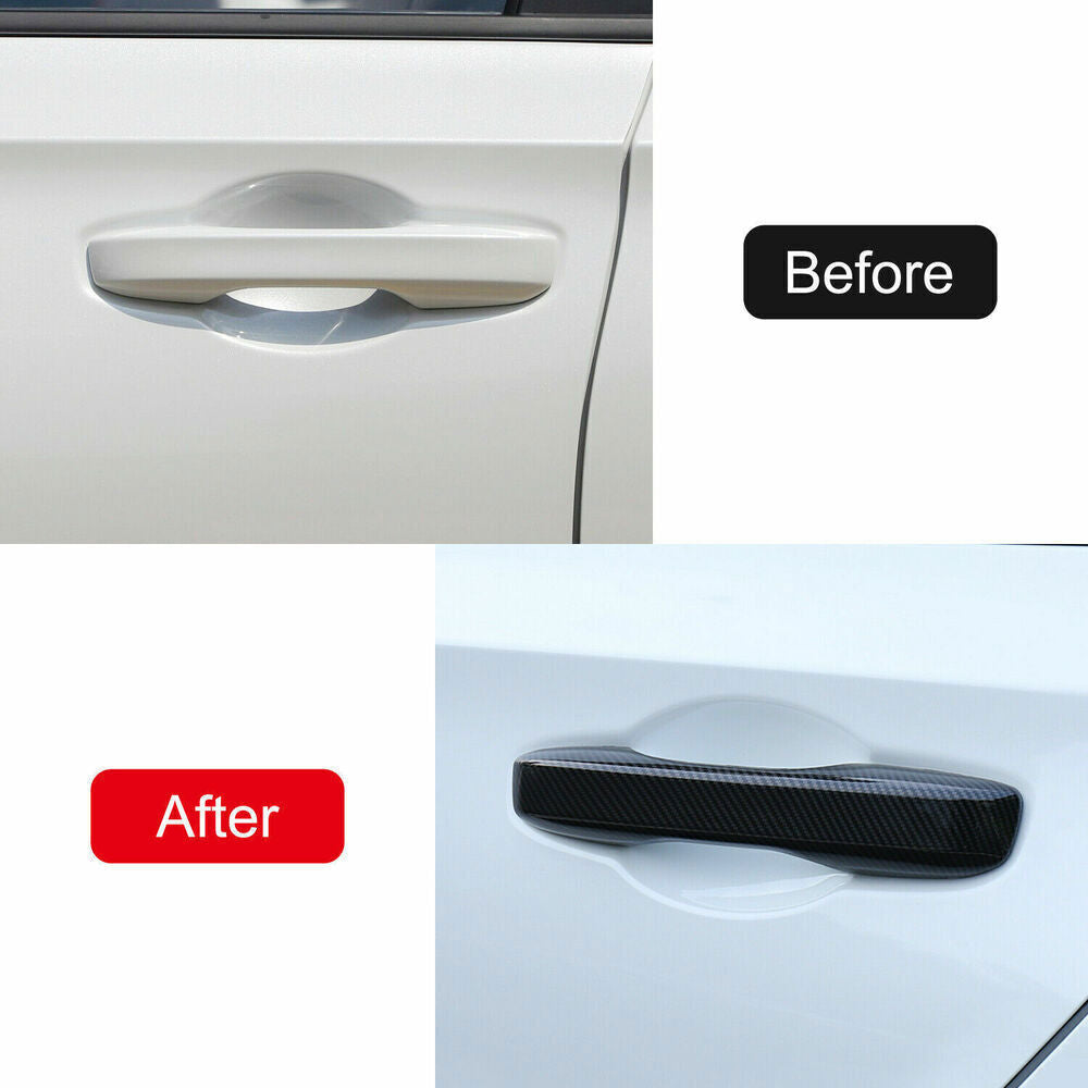 4PCS Carbon Fiber ABS Outer Side Door Handle Cover Trim for Honda for Civic 2022-24