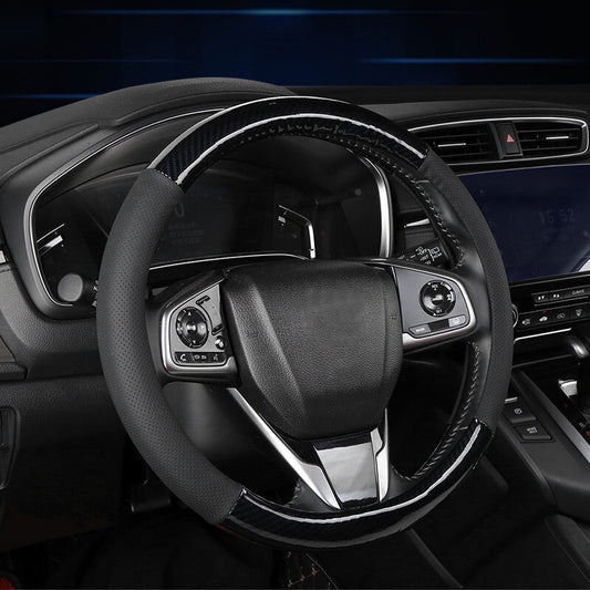 Carbon Fiber Steering Wheel Cover 14.5''-15'' Universal Waterfroof Anti-Slip Q