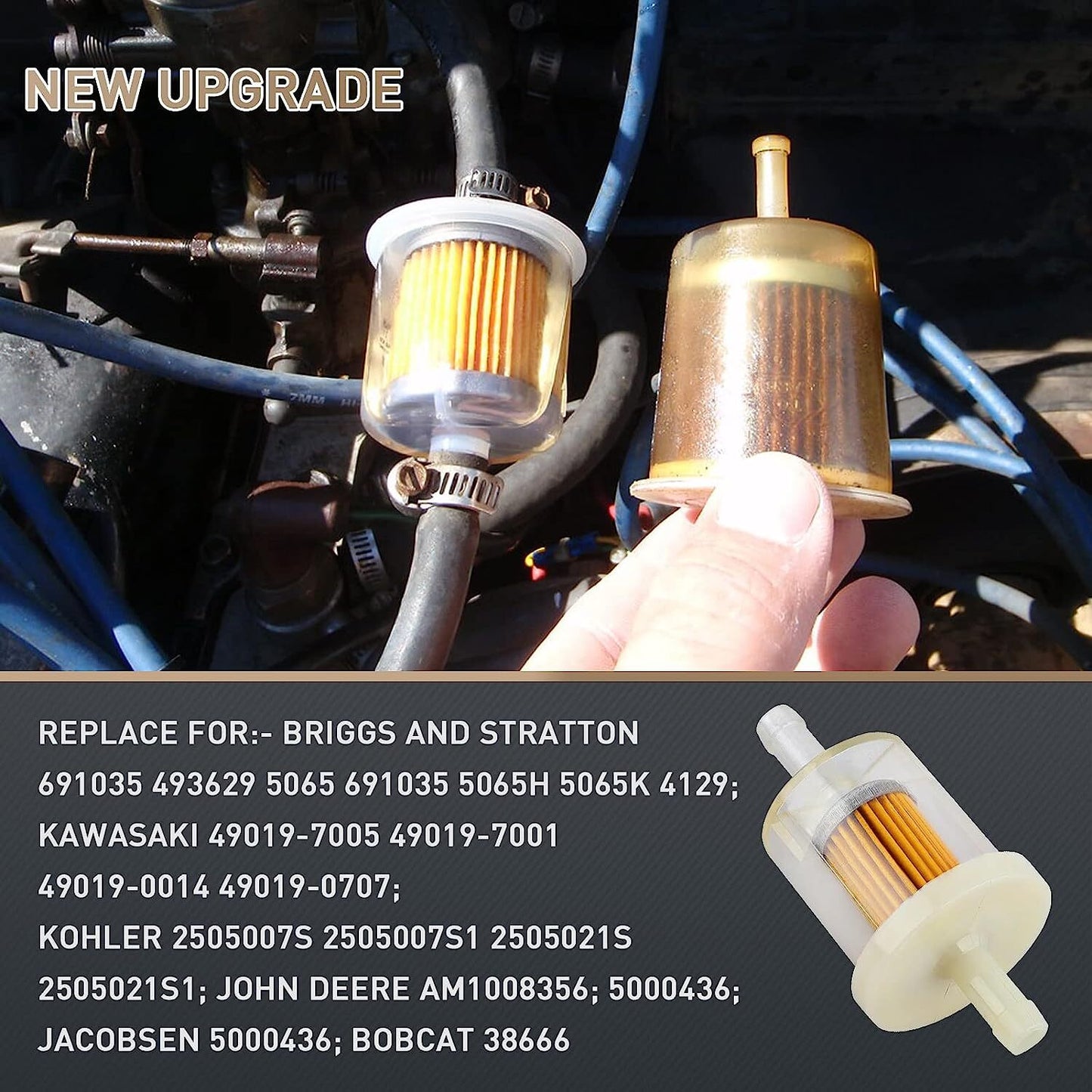 493629 691035 1/4 Inline Fuel Filter For Kohler 2505007S 2505021S 25 050 02