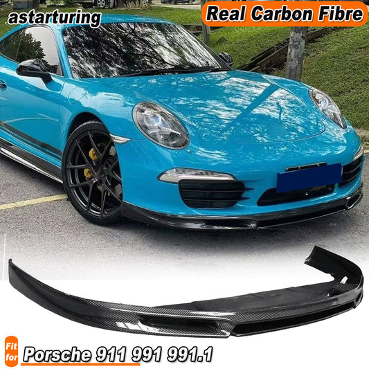 for Porsche 911 991 991.1 2012-2015 Real Carbon Fiber Front Bumper Lip Spoiler