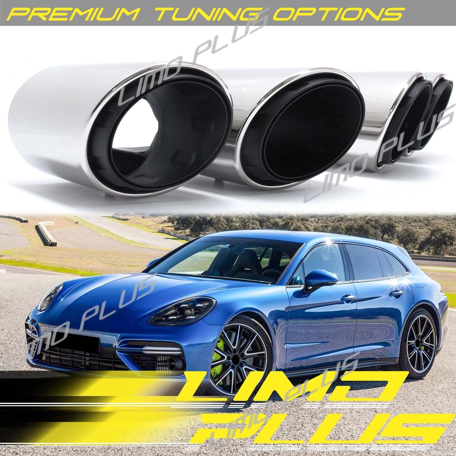 Suitable for 2017-2023 for Porsche for Panamera 971 Chrome Sport Exhaust Muffler with 3-Layer Tips Q