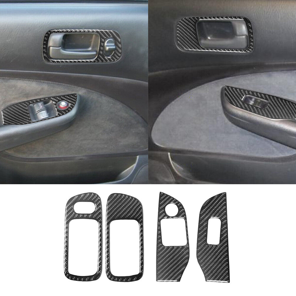 14Pcs Carbon Fiber Interior Full Kit Cover Trim for Honda for Civic 2-Door 2003-2005