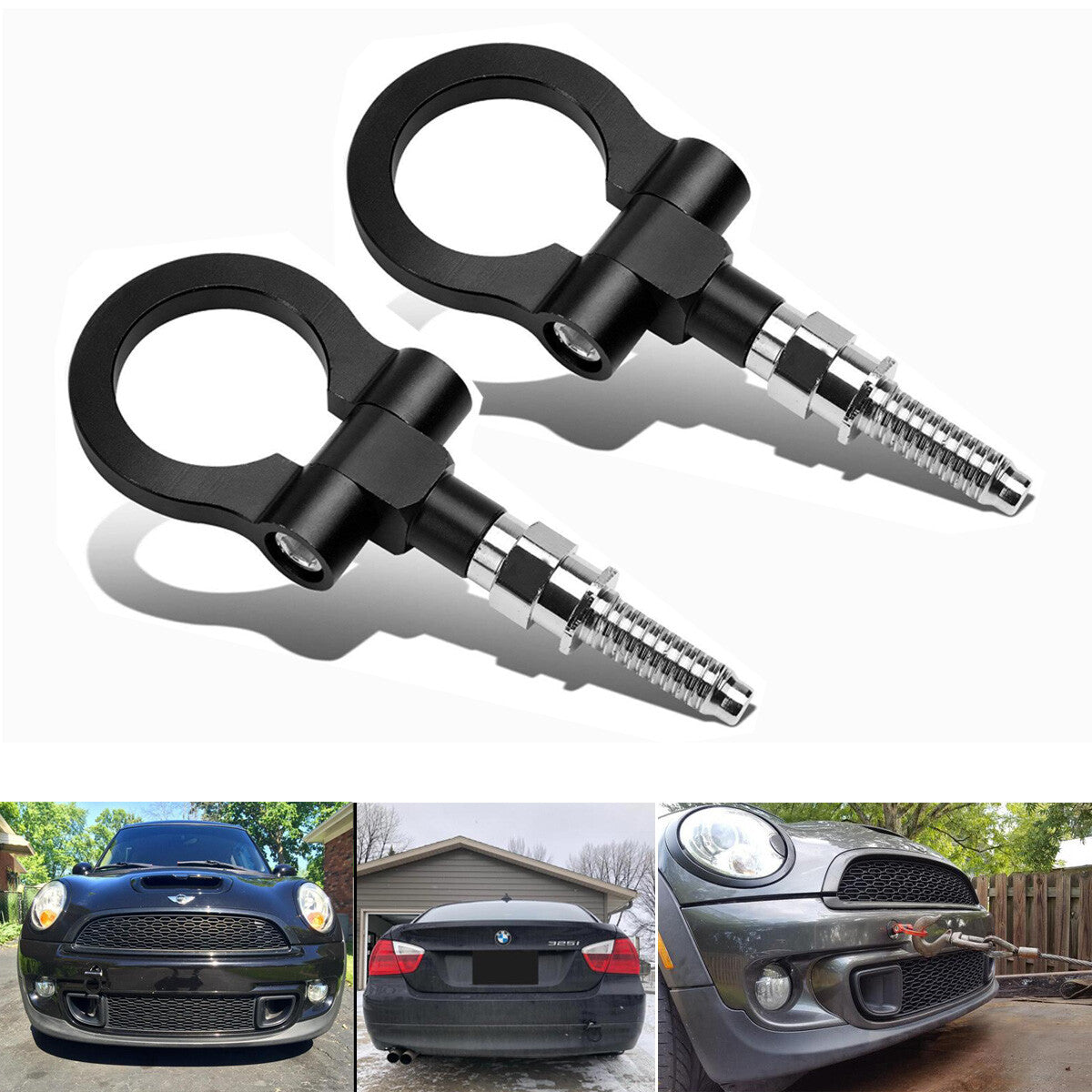 2x Black Front Rear Bumper Tow Hook for BMW 325 335I 330 M3 M5 E60 for Mini Copper
