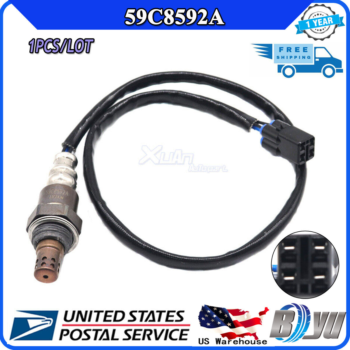 Lambda oxygen sensor 59C8592A, brand new, compatible with for Yamaha motorcycles FJ09, MT07, and MT09 models, 2008-2020. v
