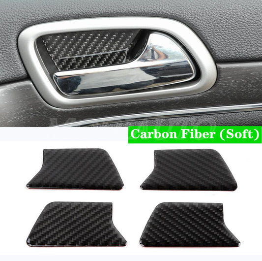 FOR 2015-2020 for Jeep Grand Cherokee Carbon Fiber Inner Door Bowl Cover Trim 4PCS n