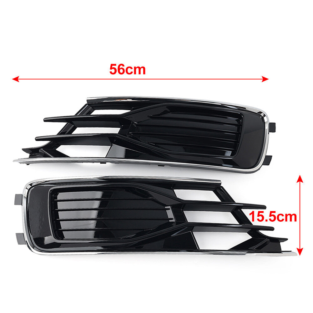 Front Lower Bumper Grille Fog Light Grill Cover With Chrome Trim for Audi A6