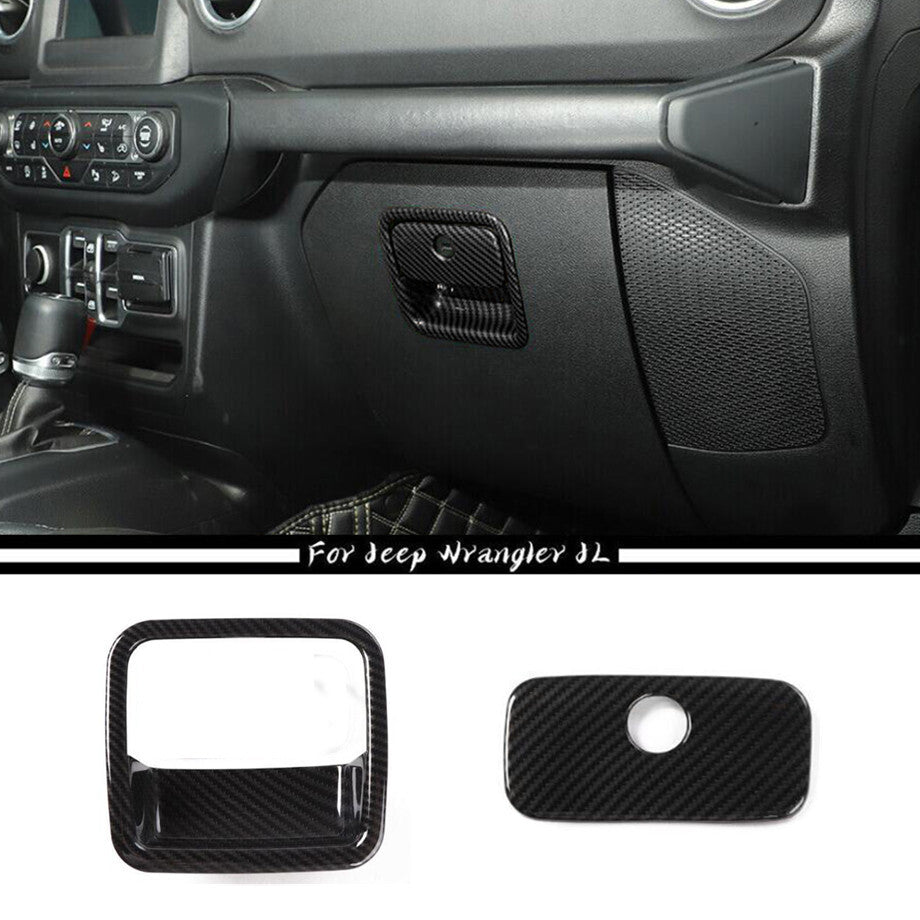 Carbon for Co -Pilot Storage Box Handle Cover for Jeep for Wrangler JL 18-23 Accessories v