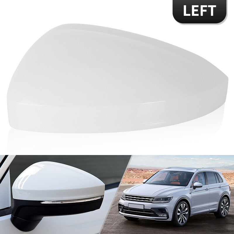 Left Driver Side Door Wing Mirror Cover Cap White Fit for VW for Tiguan 2017-2023