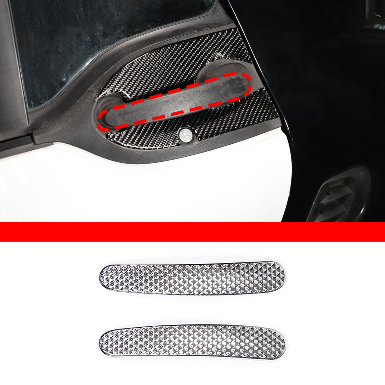 Chrome exterior door handle cover trim suitable for Smart Fortwo 2015 - 2021 - n