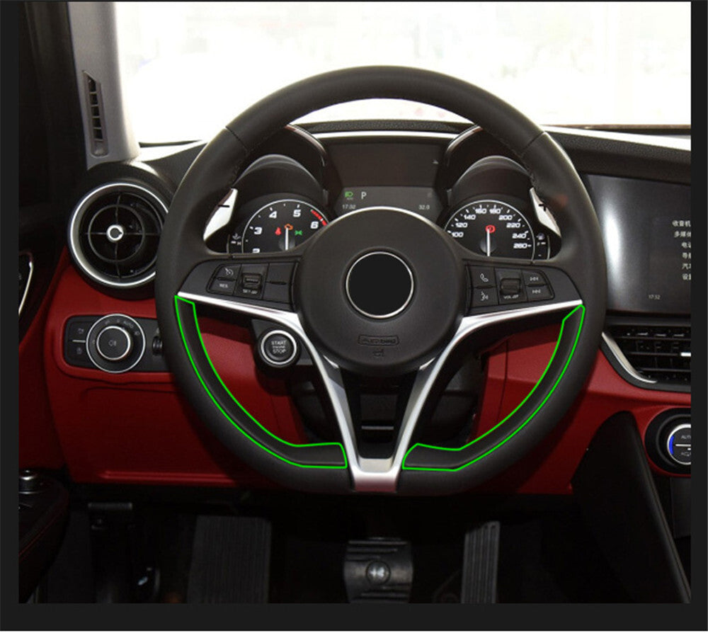3Colors Carbon Fiber Steering Wheel Cover Trim Kit for Alfa Romeo Giulia 2017-19