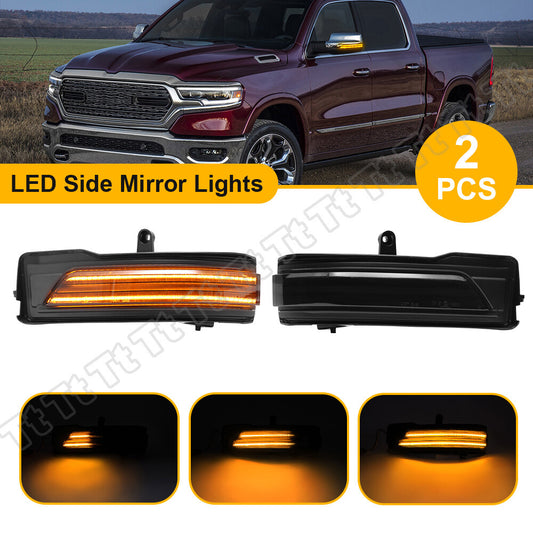 Suitable for 2019-2022 for RAM 1500 sequential LED side mirror lights, turn signal lights, smoke exhaust- v