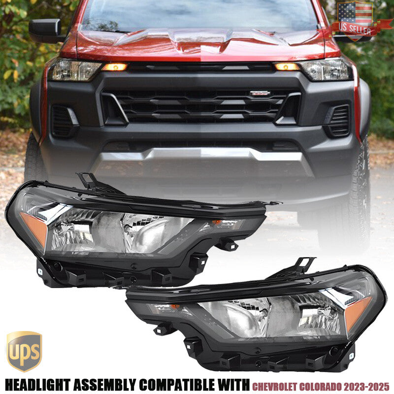 Halogen Headlight Lamp Assembly Left+Right Side For 2023~2025 for Chevrolet Colorado