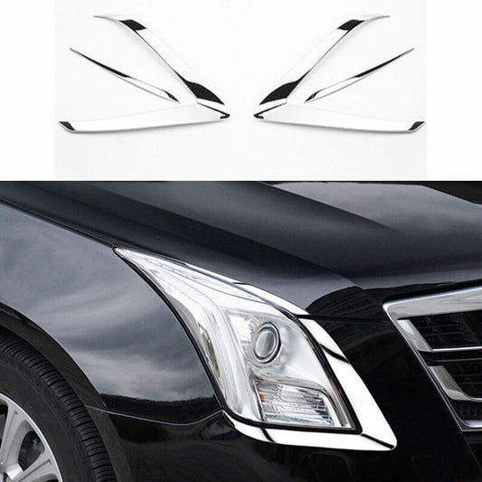 for Cadillac XTS 2013-2017 Chrome S.Steel Front Headlight Lamp Eyebrow Trims 4pc