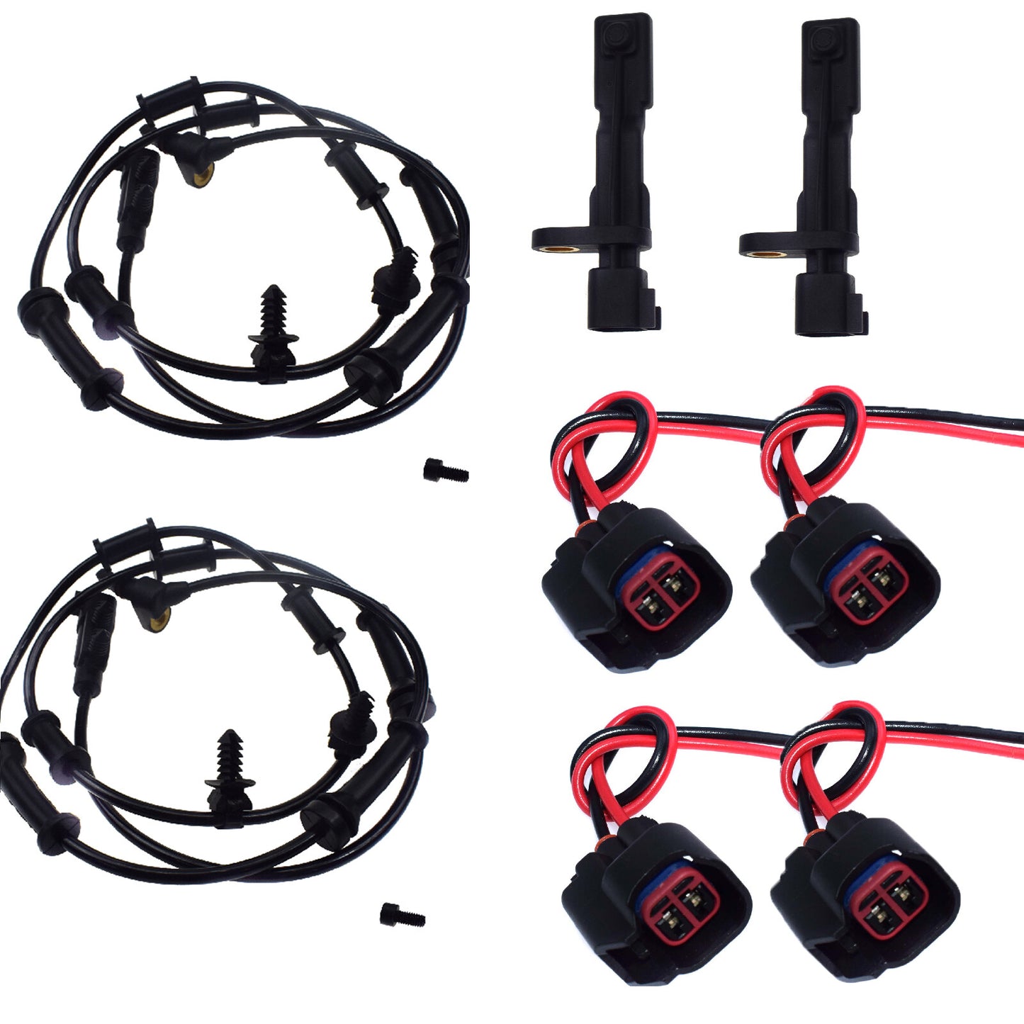 Front and rear ABS speed sensors and connectors for 2007-16 for Jeep for Wrangler 3.6L 68003281AA