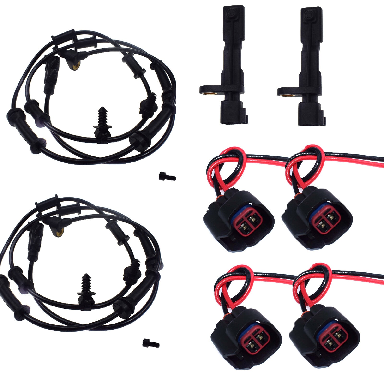 Front and rear ABS speed sensors and connectors for 2007-16 for Jeep for Wrangler 3.6L 68003281AA