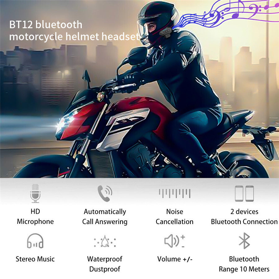 Bluetooth Wireless Motorcycle Helmet Headset Headphone Speaker Handfree Call Kit Q