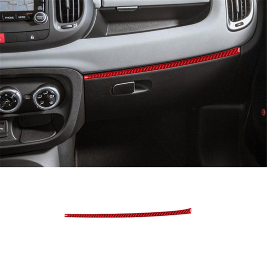 Red Carbon Fiber Interior Decor Glove Box Cover Trim Strip for Fiat 500L 2014-17