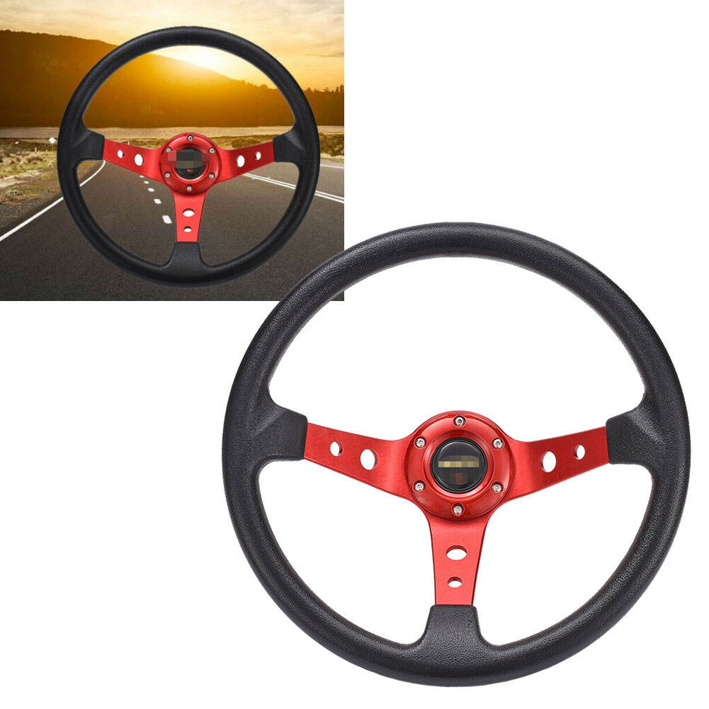 34.5CM 6 Bolt Car Racing Steering Wheel W/ Horn Button Sports Drifting Wheel