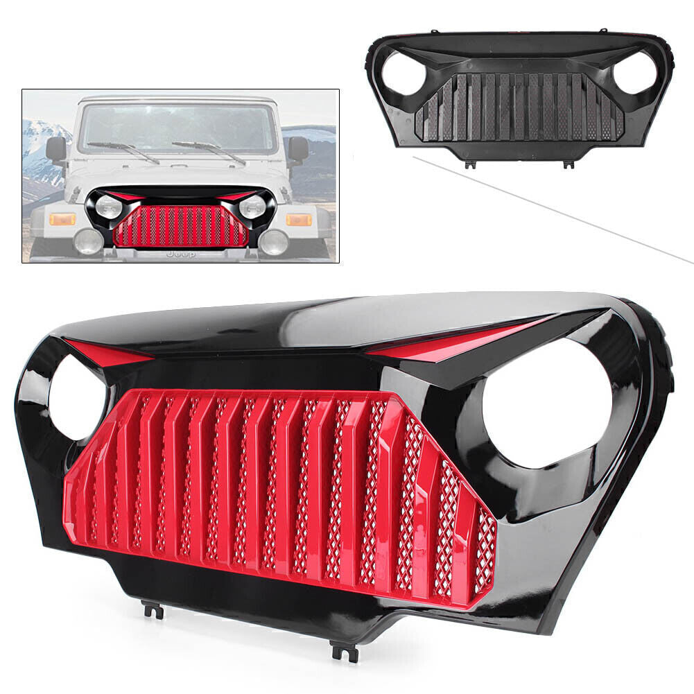 Front Grill ABS Plastic Red+Black For 1997-2006 for Jeep for Wrangler TJ