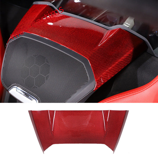 Red Carbon Fiber Rear Speaker Upper Panel Trim Fit for Corvette C8 2020-24 Coupe