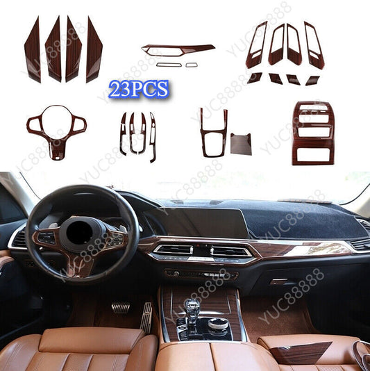 For 2019-23 for BMW X5 G05 ABS Wood Grain Car Interior Moulding Decor Cover Full Kit