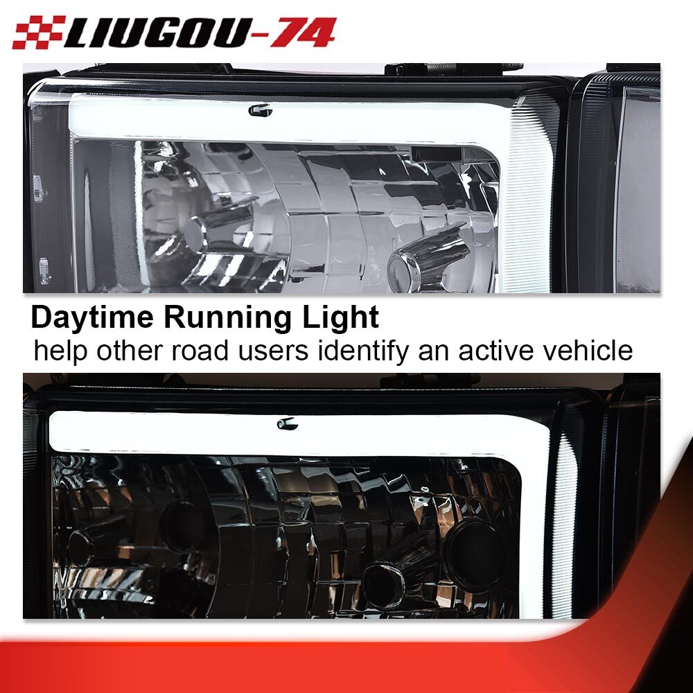 Suitable for 94-02 for Dodge for Ram 1500-3500 Clear Corner LED DRL Headlight Smoked Lens - v