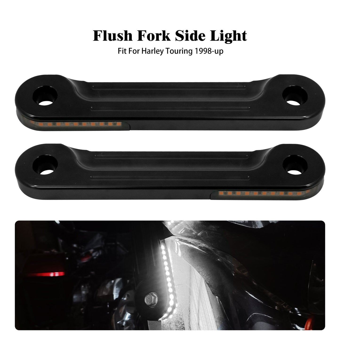 Black LED Flush Fork Turn Signal Side Light for Harley Electra Road Glide 98-23 Q