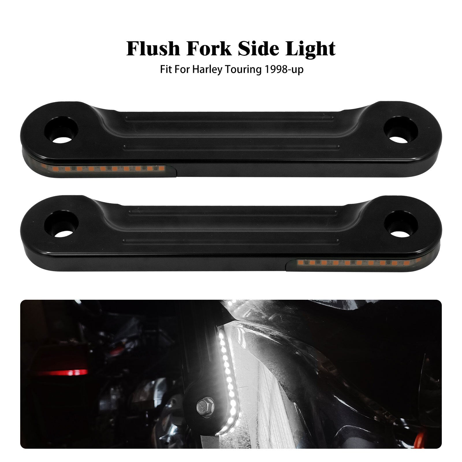 Black LED Flush Fork Turn Signal Side Light for Harley Electra Road Glide 98-23 Q