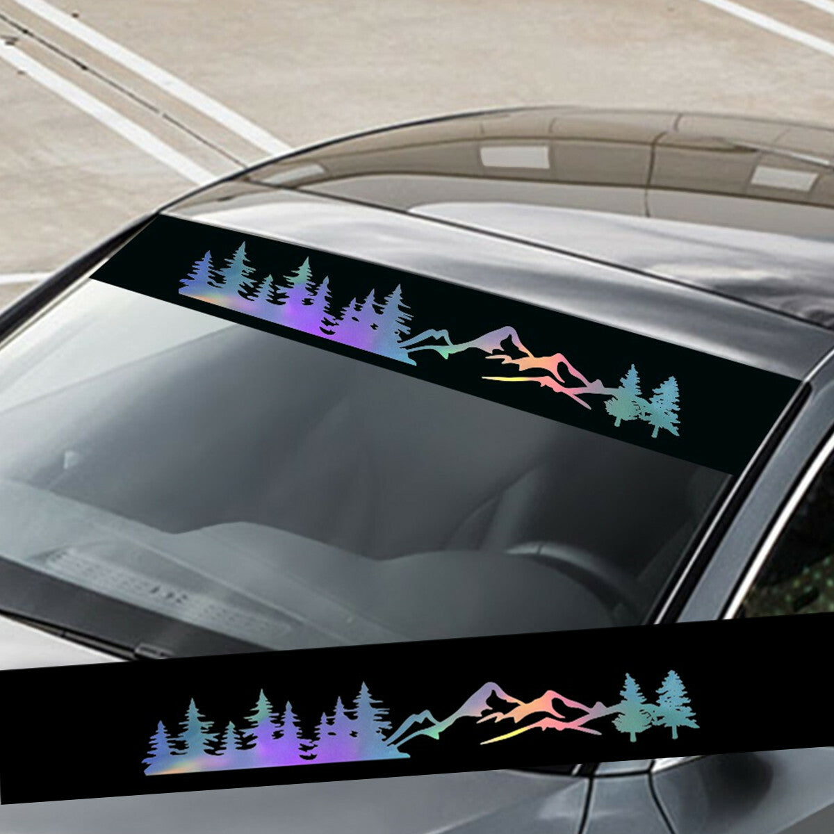 Car Front Windshield Sunshade Decal Window Tree Mountain Sticker Waterproof