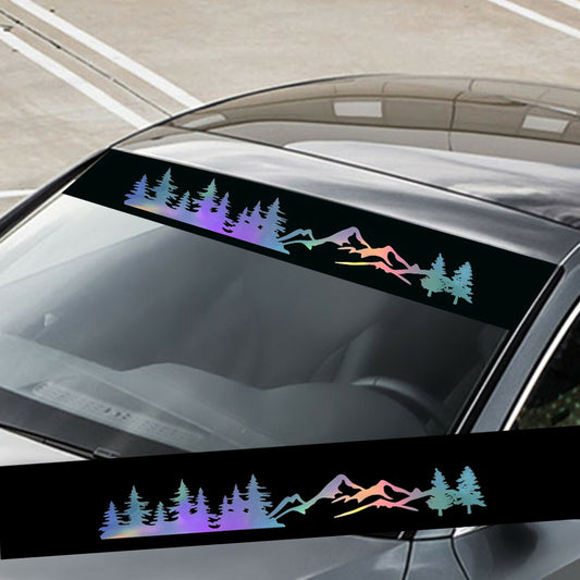 Car Front Windshield Sunshade Decal Window Tree Mountain Sticker Waterproof