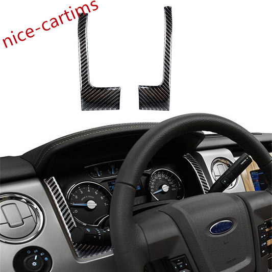 2¡ÁSoft Carbon Fiber Dashboard Speedometer Panel Trim Fit for Ford F150 2009-2014