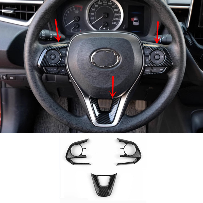Carbon Fiber Steering Wheel Decor Frame Trim 3PCS for Corolla 2019-2024 v
