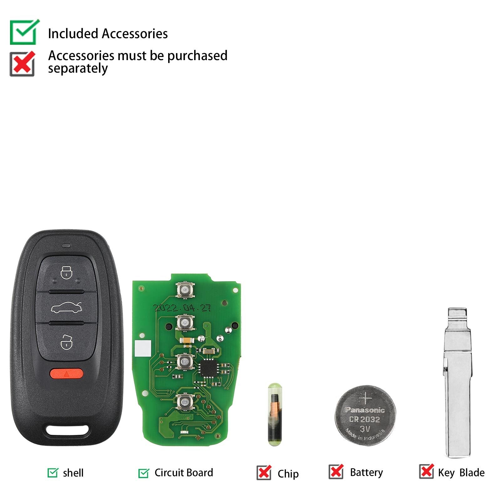 XSADJ1GL VVDI 754J for Smart Key With Key Shell for Audi A6L Q5 433MHZ/868MHZ