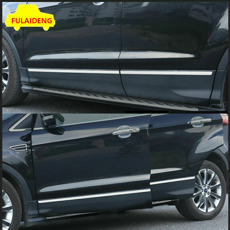 4P for Ford Kuga Escape 2013-2019 Chrome Steel Door Body Side Molding Strip Trim