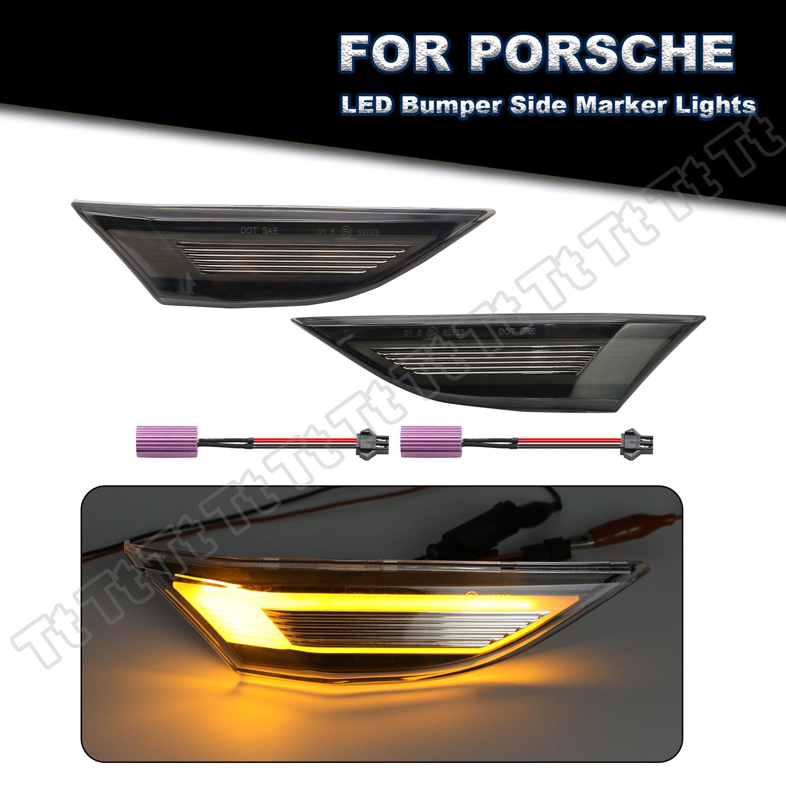 Smoked Lens LED Side Marker Lights for 2012 for 991 981 718 Cayman - v