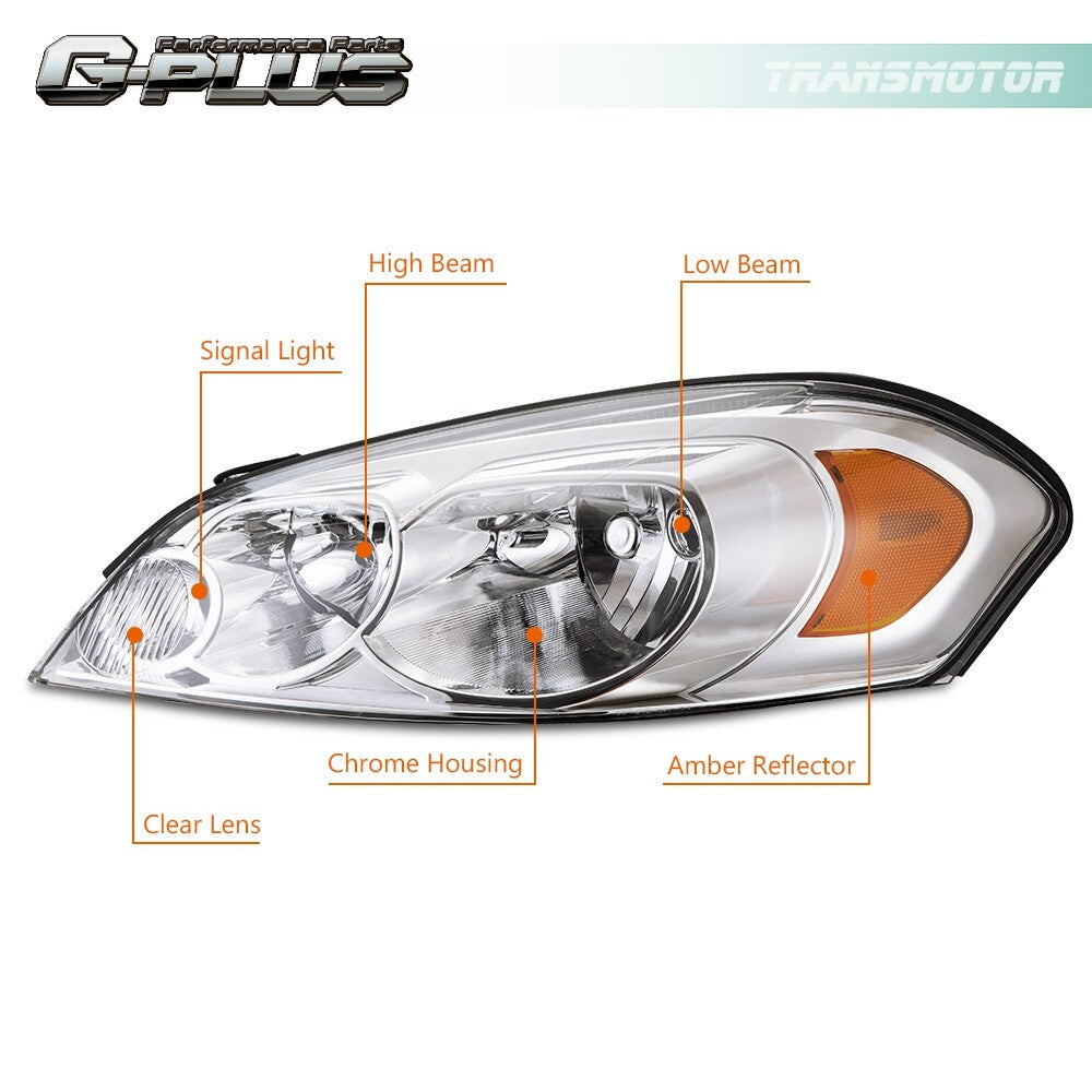 Fits 2009 for Impala 06 07 Monte Carlo for CHRome Housing Headlight Pair - v