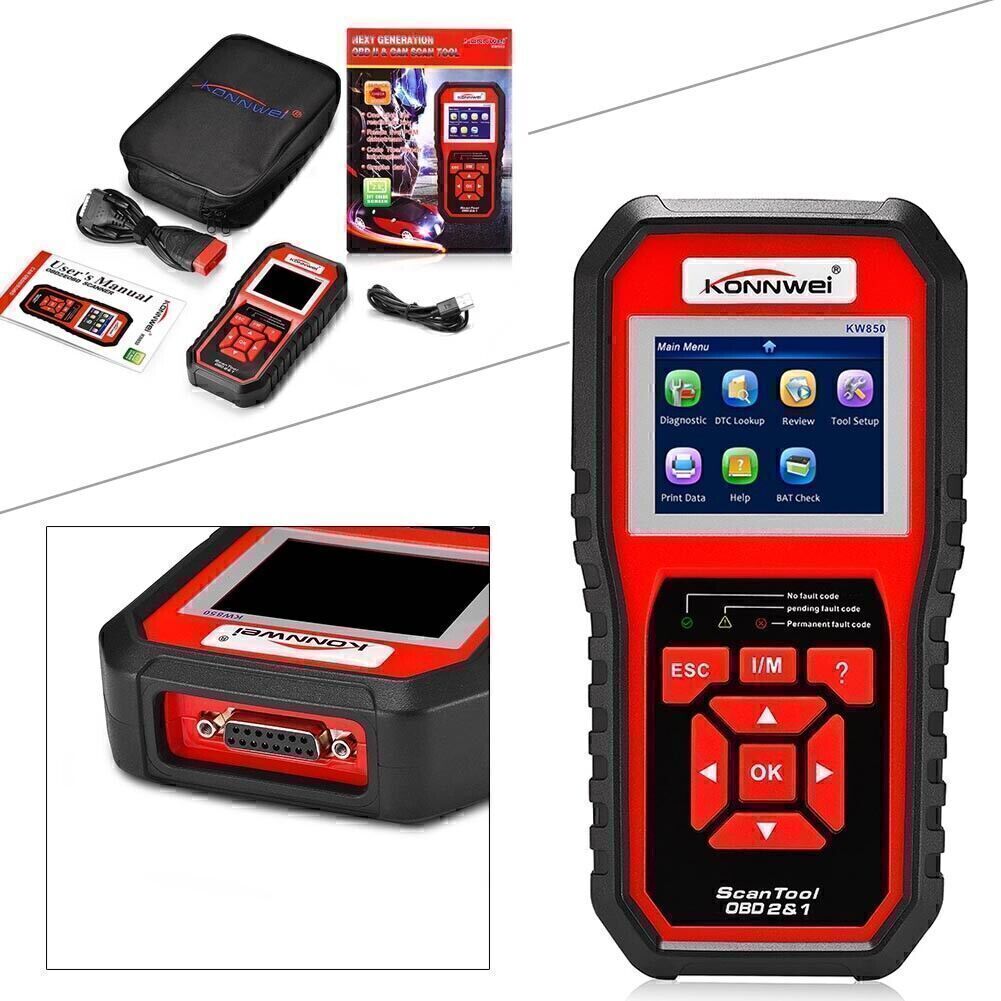 Automotive Diagnostic Code Scanner Tool Multilingual OBD2 KONNWEI KW850 Kit Set Q
