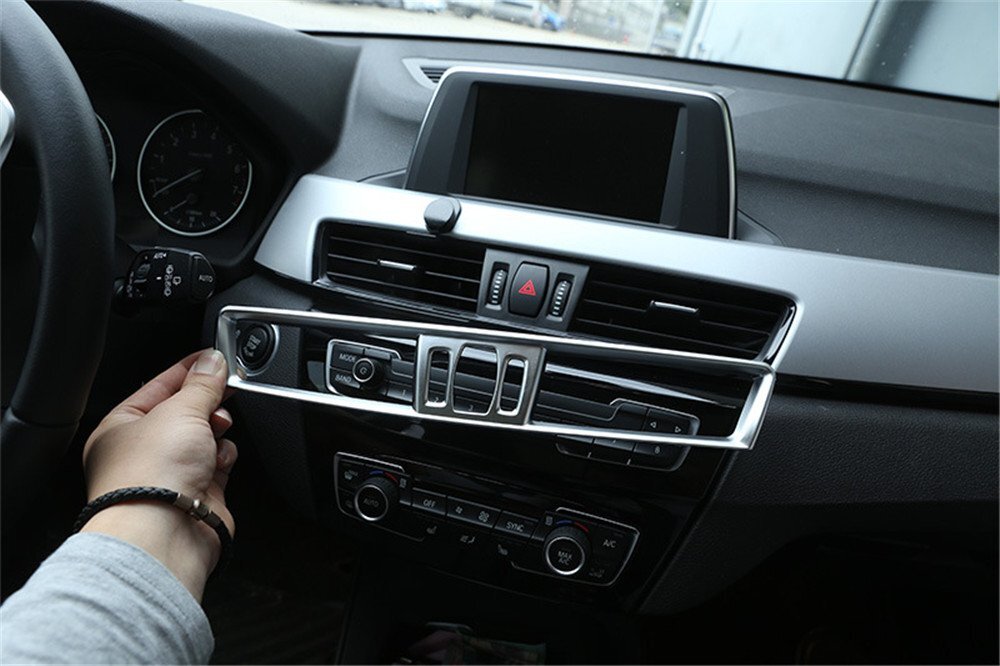 Silver ABS Inner Center Air Vent Outlet Panel Cover for BMW X1 X2 F48 2016-2021