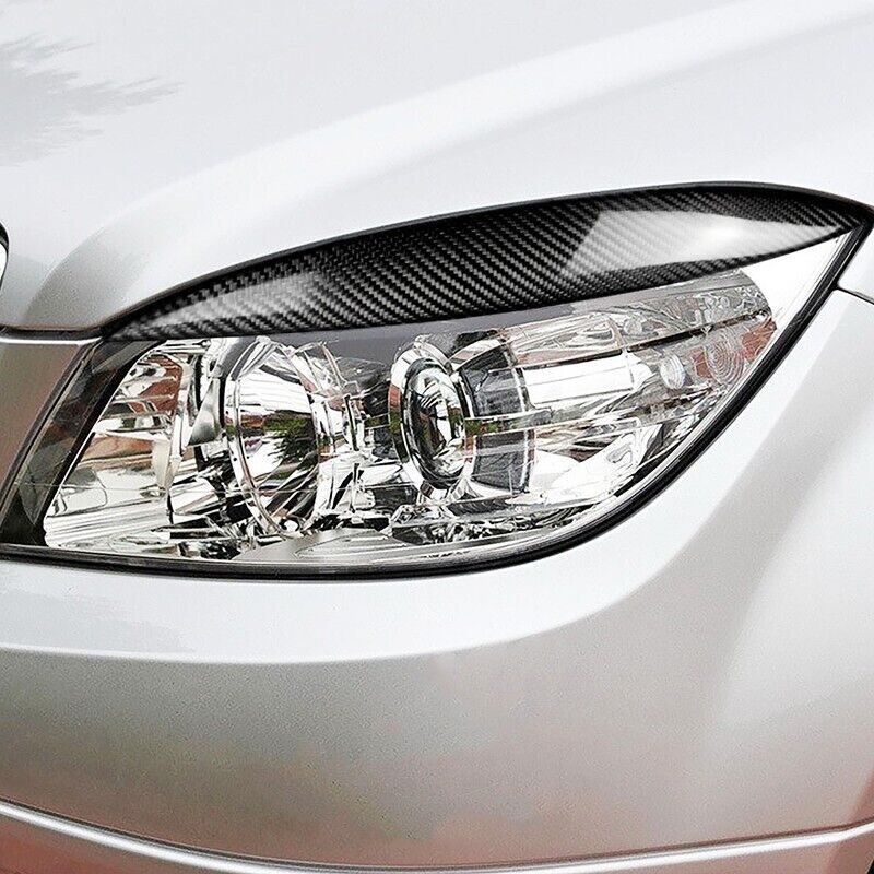 Real Carbon Fiber Headlight Eyelid Eyebrow Cover Trim Fit for Benz C Class W204