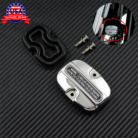 Chrome Rear Brake Master Cylinder Cover w/ Gasket Fit For 2008-18 for Harley Touring
