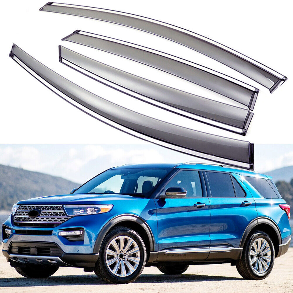 4X Sun Rain Guards Window Visor Vent Wind Deflectors For 2020-2025 for Ford Explorer